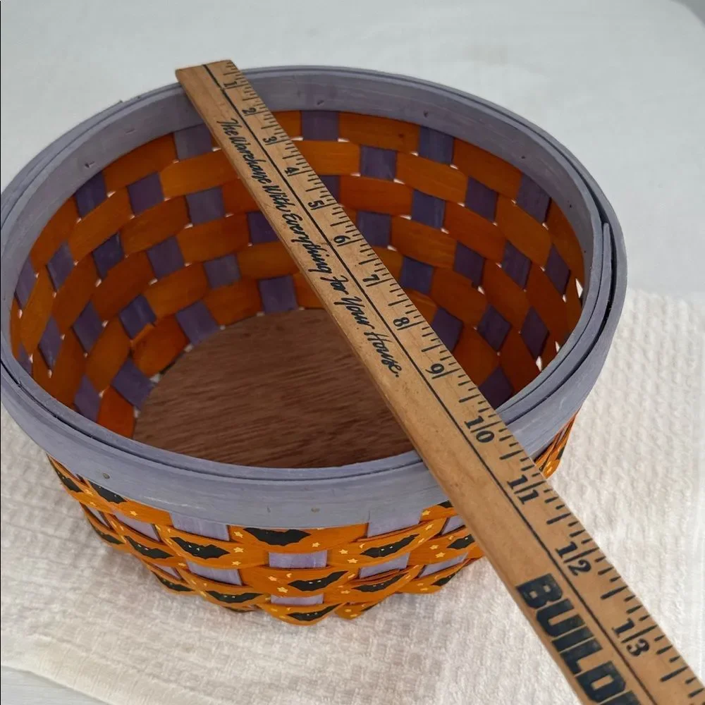 Halloween Basket Bowl Bats Orange Purple Black Decor Woven +Trick-or-treat towel